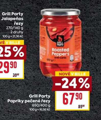 Grill Party Papriky pečené řezy 650/400 g 
