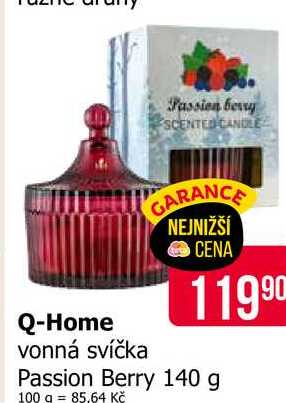 Q-Home vonná svíčka Passion Berry 140 g