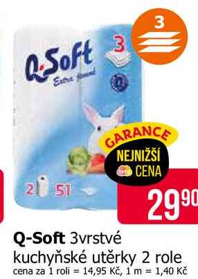 Q-Soft 3vrstvé kuchyňské utěrky 2 role 