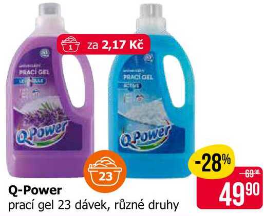 QPower prací gel 23 dávek, různé druhy 