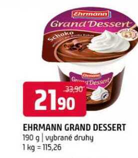Ehrmann Dezert se šlehačkou 190g, vybrané druhy