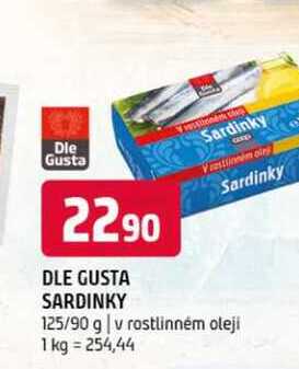 Dle gusta Sardinky 125/90 g v rostlinném oleji 