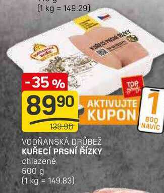 KUŘECÍ PRSNÍ ŘÍZKY chlazené 600 g 