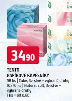 Tento papírové kapesníky 58 ks Cube, 3vrstvé vybrané druhy 