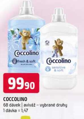 Coccolino aviváž, vybrané druhy 