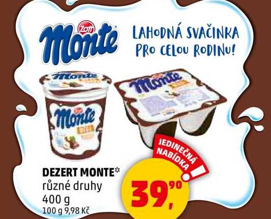 DEZERT MONTE různé druhy, 400 g 