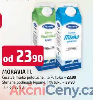 MORAVIA Čerstvé mléko polotučné, 1,5 % tuku 1l