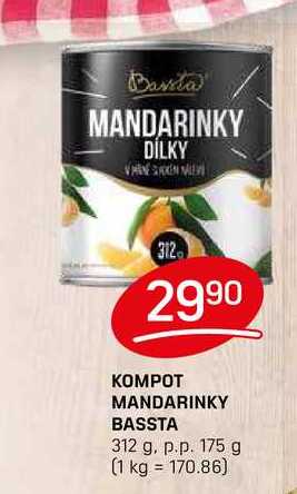 KOMPOT MANDARINKY BASSTA 312 g. p.p. 175 g