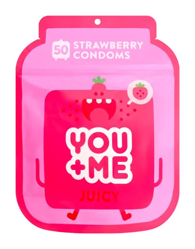 YOU & ME Kondomy s jahodovou vůní Juicy, 50 ks
