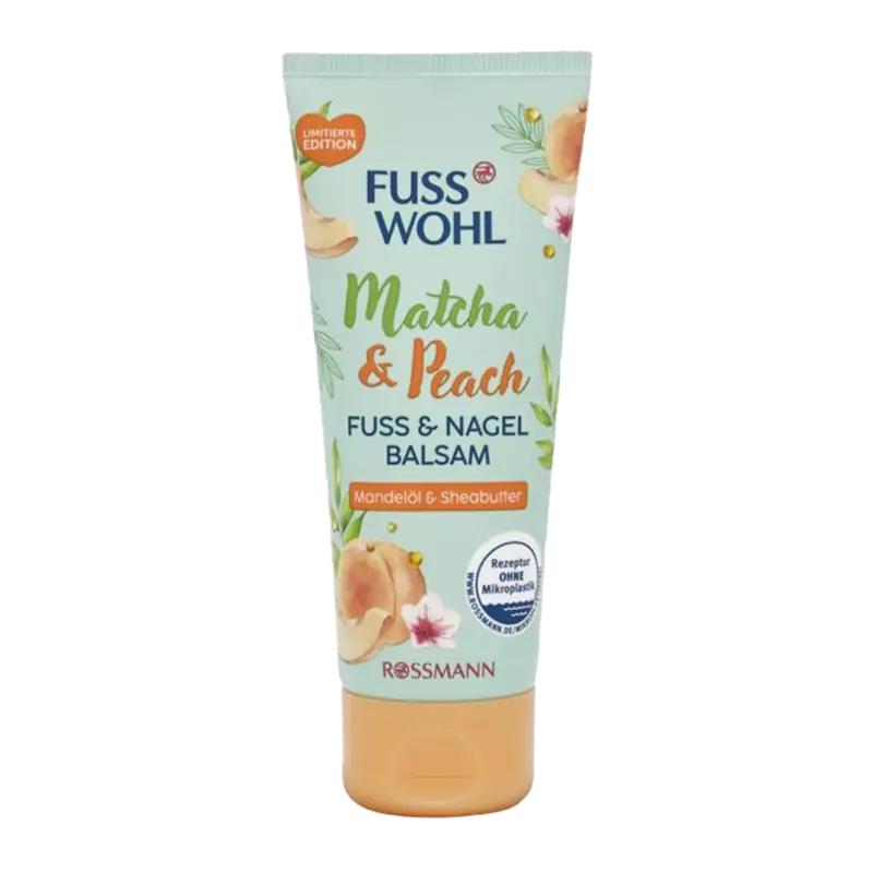Fusswohl Balzám na nohy a nehty Matcha a broskev, 75 mm