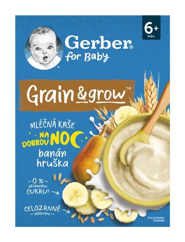 Gerber Mléčná kaše pšenično-ovesná banán a hruška, od ukončeného 6. měsíce, 200 g