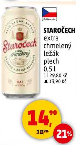 STAROČECH extra chmelený ležák plech, 0,5 l