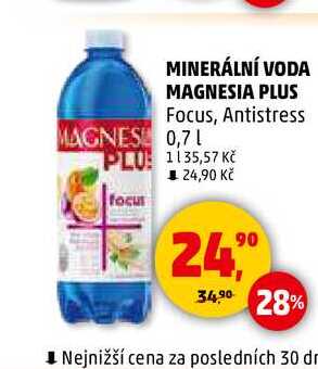 MINERÁLNÍ VODA MAGNESIA PLUS Focus, 0,7 l 