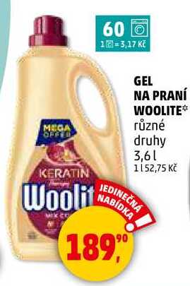 GEL NA PRANÍ WOOLITE různé druhy, 3,6 l