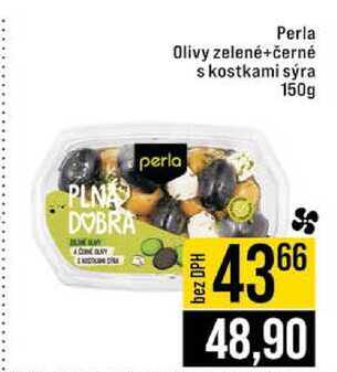 Perla Olivy zelené+černé s kostkami sýra 150g