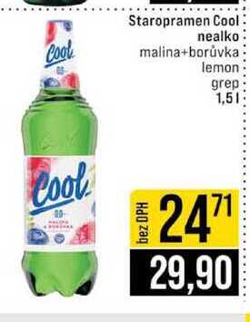 Staropramen Cool nealko malina+borůvka lemon grep 1,5l 