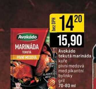 Avokádo tekutá marináda kuře pivní medová med pikantni bylinky gril 70-80 ml 