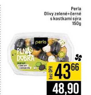 Perla Olivy zelené+černé skostkami sýra 150g 