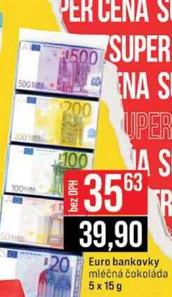 Euro bankovky mléčná čokoláda 5 x 15 g 