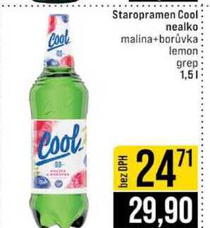Staropramen Cool nealko malina+borůvka Cool lemon grep 1,5l 