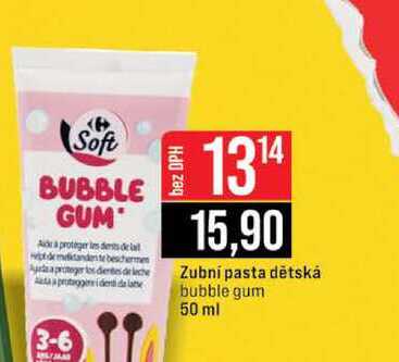 Zubní pasta dětská bubble gum 50 ml Mi 3-6 