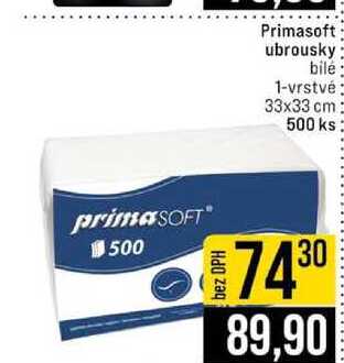 Primasoft ubrousky bilé 1-vrstvé 33x33 cm 500 ks 