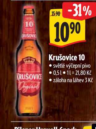   Krušovice 10  světlé výčepní pivo 0,5 l