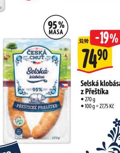  Selská klobása z Přeštíka 270 g 