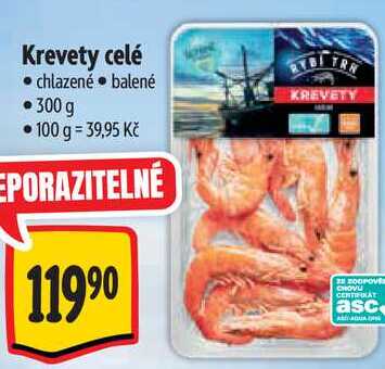 Krevety celé, 300 g