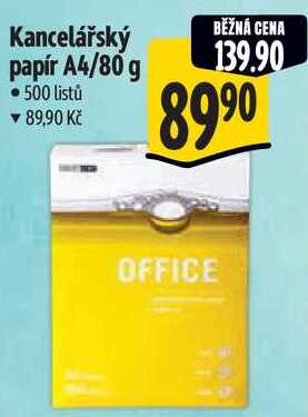 Kancelářský papír A4/80 g, 500 listů 