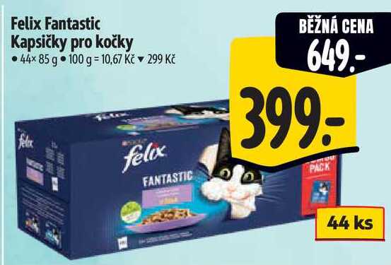 Felix Fantastic Kapsičky pro kočky, 44x 85 g 