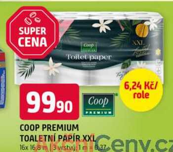 Coop premium toaletní papír xxl 16x 16,8 m 3 vrstvý