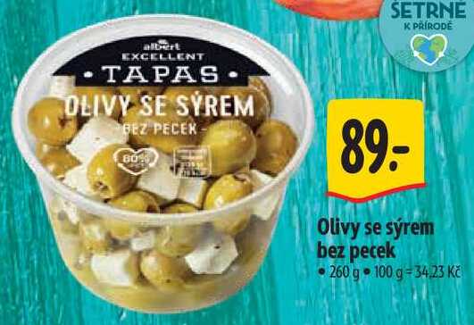 Olivy se sýrem bez pecek, 260 g 