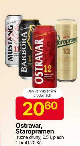 Ostravar, různé druhy, 0.5 I, plech