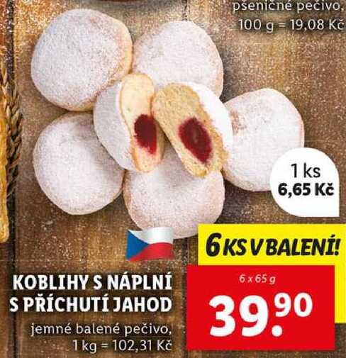 KOBLIHY S NÁPLNÍ S PŘÍCHUTÍ JAHOD, 6x 65 g