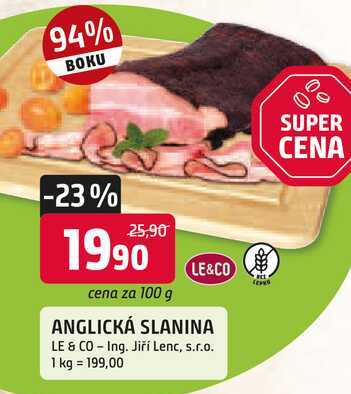 LE&CO ANGLICKÁ SLANINA 100g