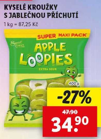 KYSELÉ KROUŽKY S JABLEČNOU PŘÍCHUTÍ, 400 g