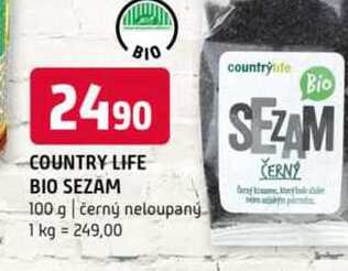 Country life bio sezam 100 g černý neloupaný 