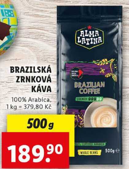 BRAZILSKÁ ZRNKOVÁ KÁVA, 500 g