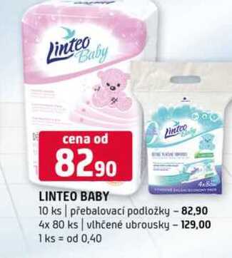 Linteo baby 10 ks přebalovací podložky 4x 80 ks vlhčené ubrousky