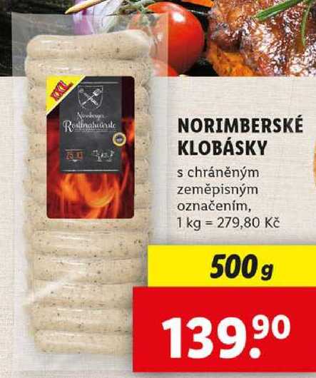 NORIMBERSKÉ KLOBÁSKY, 500 g