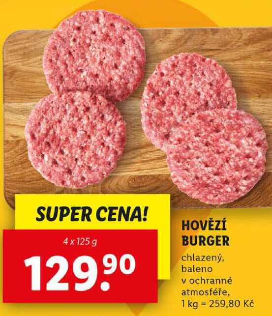 HOVĚZÍ BURGER, 4x 125 g