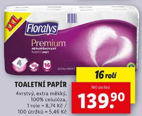 TOALETNÍ PAPÍR, 16 rolí