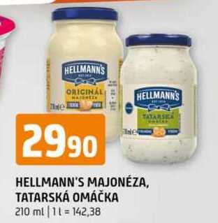 Hellmann's majonéza, tatarská omáčka 210ml, vybrané druhy