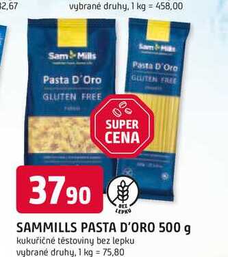 SAMMILLS PASTA D'ORO 500 g kukuřičné těstoviny bez lepku 