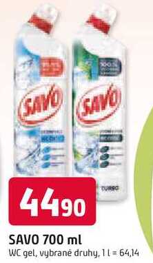Savo WC čistič, vybrané druhy 700ml