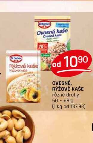 OVESNÉ, RÝŽOVÉ KAŠE různé druhy 50-58 g 