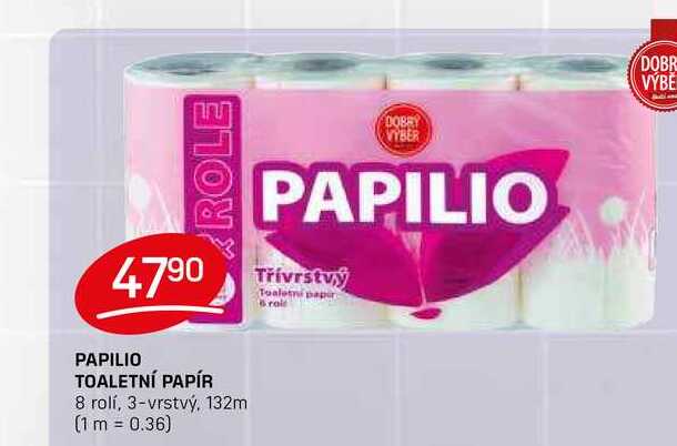 PAPILIO TOALETNÍ PAPÍR 8 rolí, 3-vrstvý, 132m