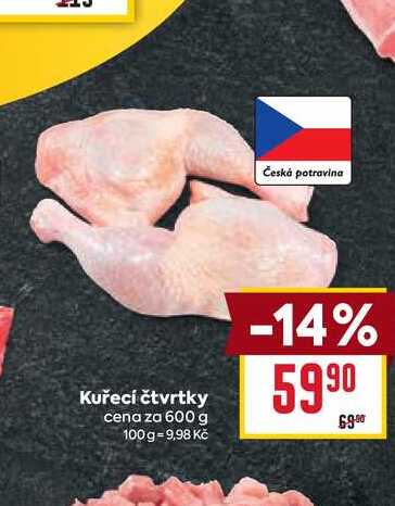 Kuřecí čtvrtky cena za 600 g