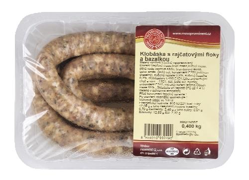Klobása s rajčatovými floky a bazalkou, 400 g
